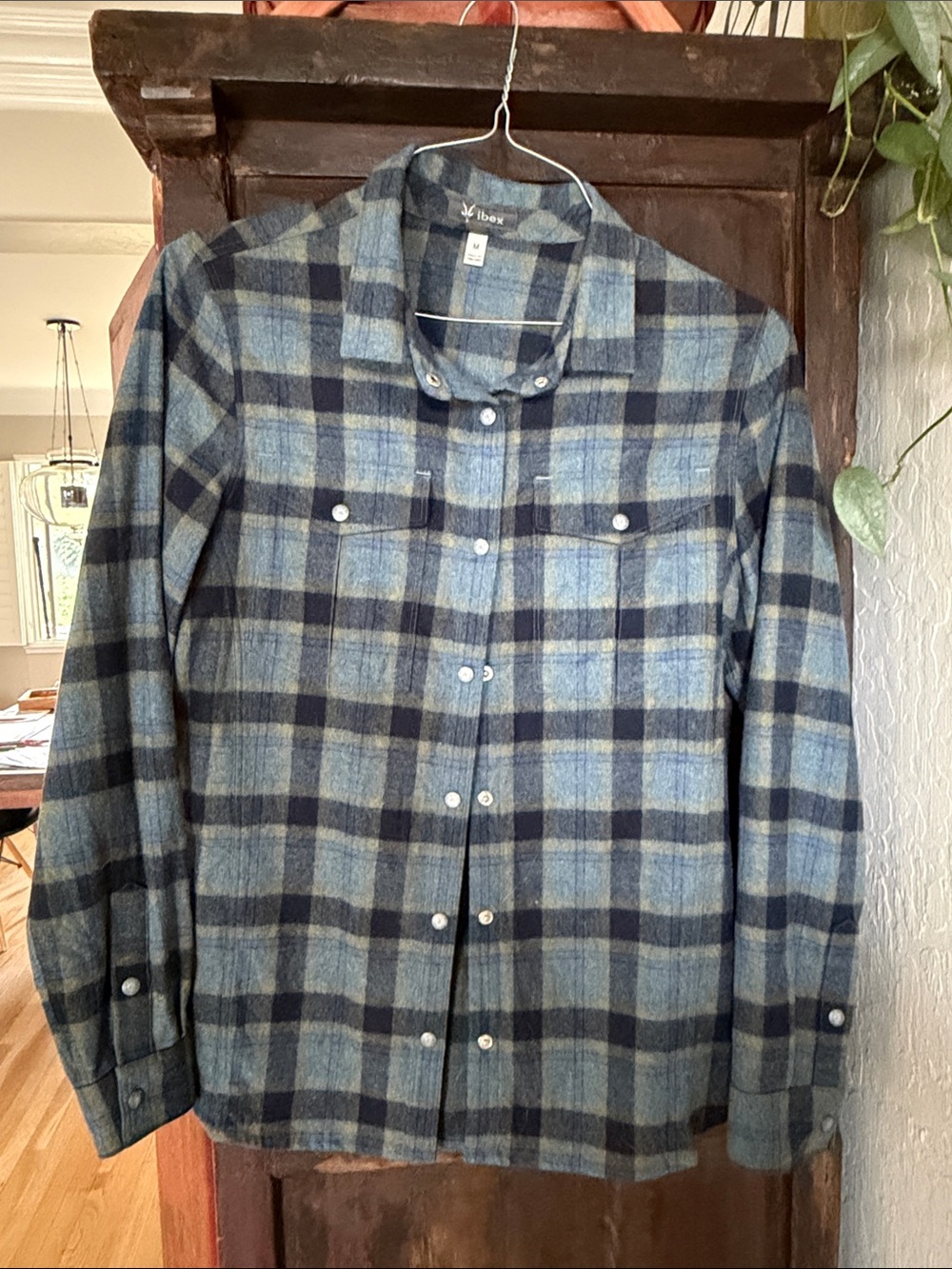 ibex Blue and Navy Plaid Button-Down Shirt Jacket